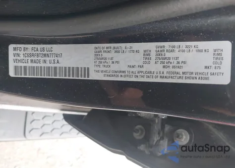 2021 Ram 1500 Big Horn 4X4 6'4 Box from USA, damaged, VIN 1C6SRFBT2MN777417